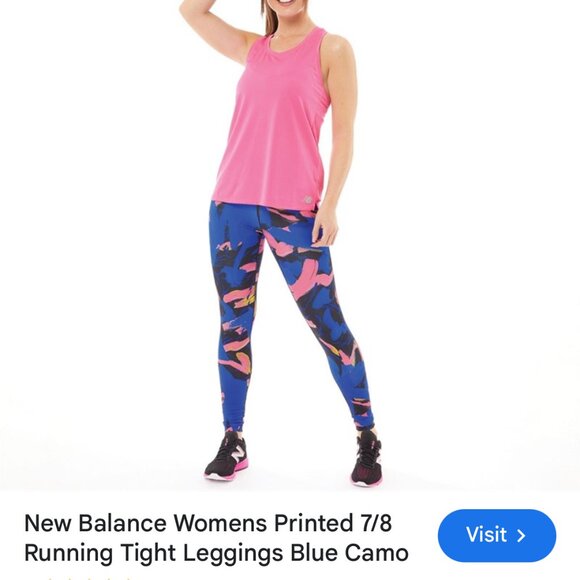 New Balance Printed 7/8 Running Tights Blue Camo - Picture 2 of 12